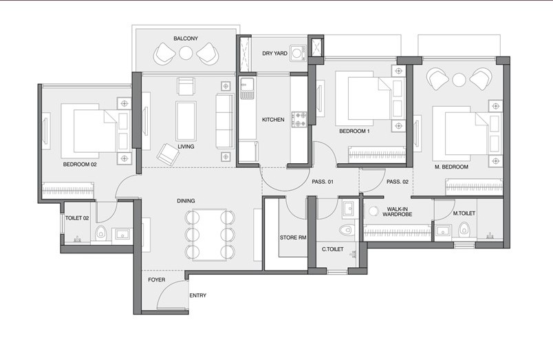 2 BHK flat in Kandivali West with anti-skid vitrified tiles